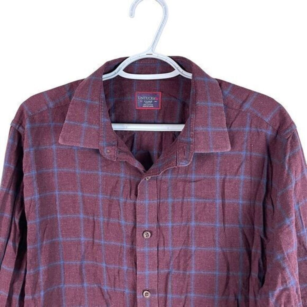 UNTUCKit Bongiovanni Slim Fit Flannel Shirt Mens XL Purple Plaid Cotton L/S